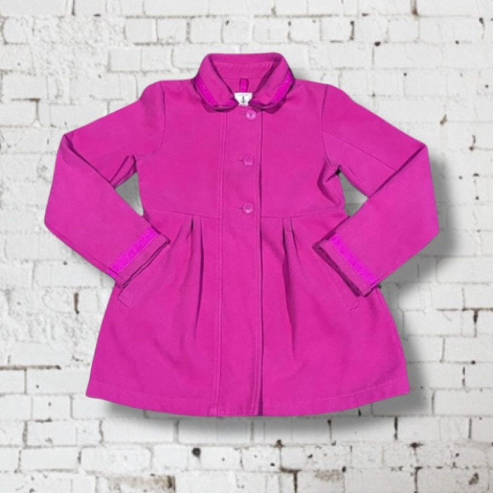 💖 Lands’ End Button Front Pink Pea Coat Jacket
